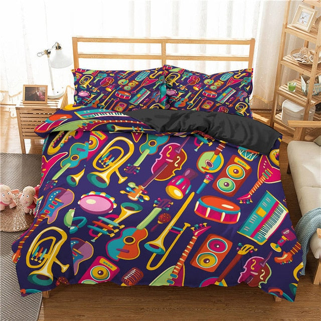 Music Theme 3D Printed Bedding Set Collection