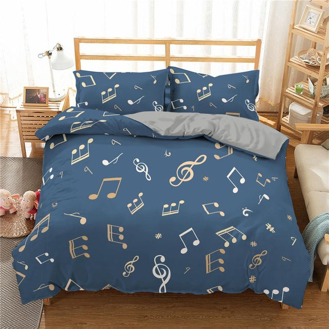 Music Pattern Blue Bedding Set Collection