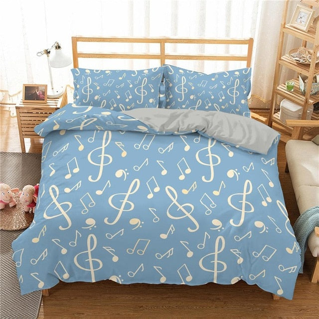 Music Pattern Blue Bedding Set Collection