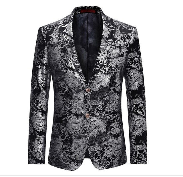 Vintage Printed Plus Size Blazer