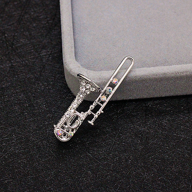 Saxophone Violin Harp Trombone Guitar Brooch - Trombone - { shop_name }} - Review