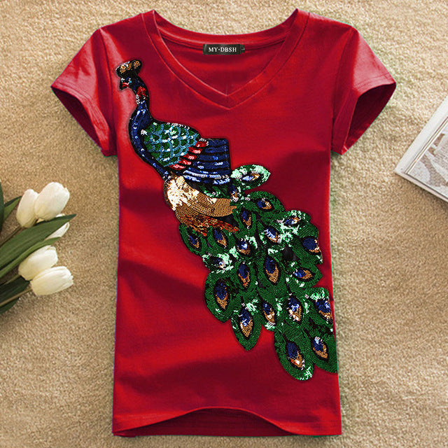 Peacock Sequins T-Shirt