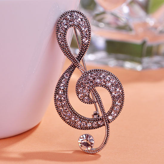 Free - Retro Music Note Crystal Brooches
