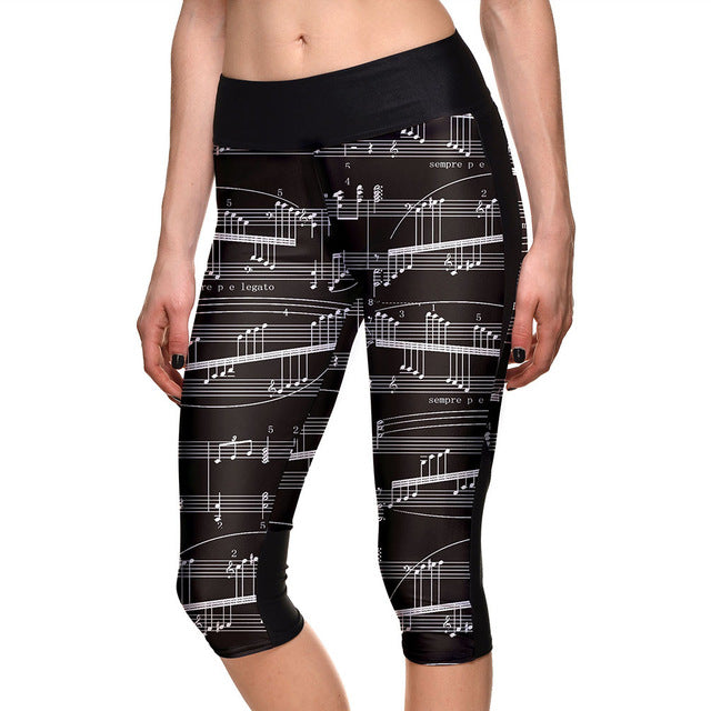 Music Score Calf Length Leggings