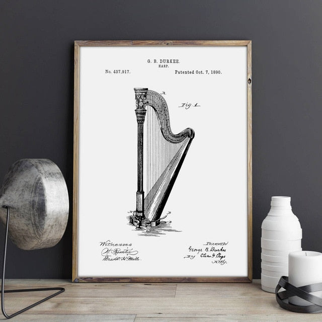 Harp Instrument Canvas Art