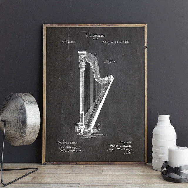 Harp Instrument Canvas Art