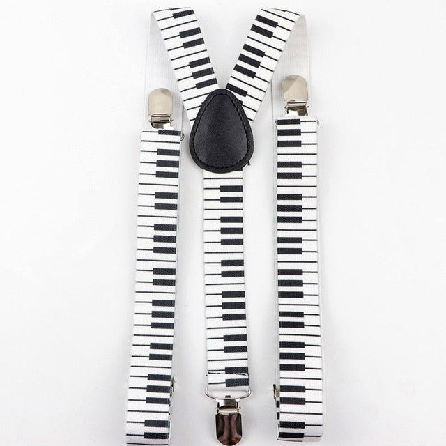 Music Printed Suspenders & Tie