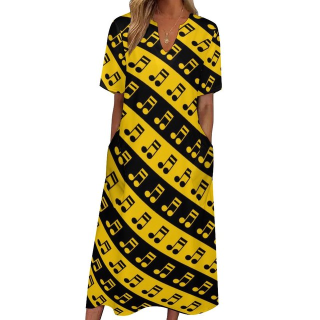 Music Notes V-neck Pocket Dress