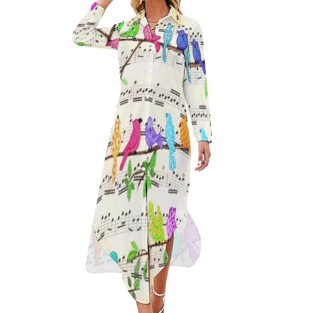 Music Note Chiffon Shirt Dress