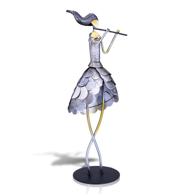 Girl With Music Instrument Sculpture