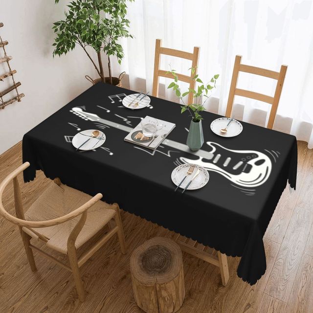 Music Note Guitar Rectangular Tablecloth