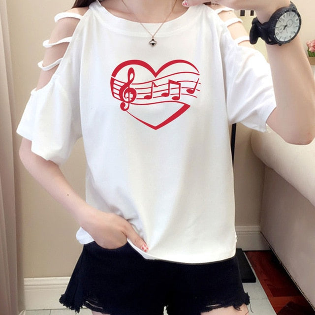 Music Heart Women Stylish T-shirt