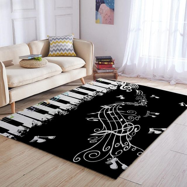 Black Piano Key Rug