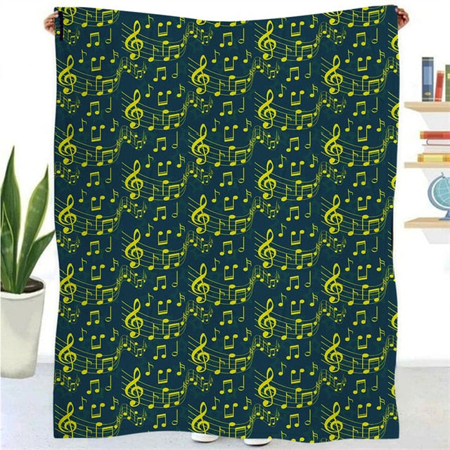 Music Note Pattern Flannel Blanket