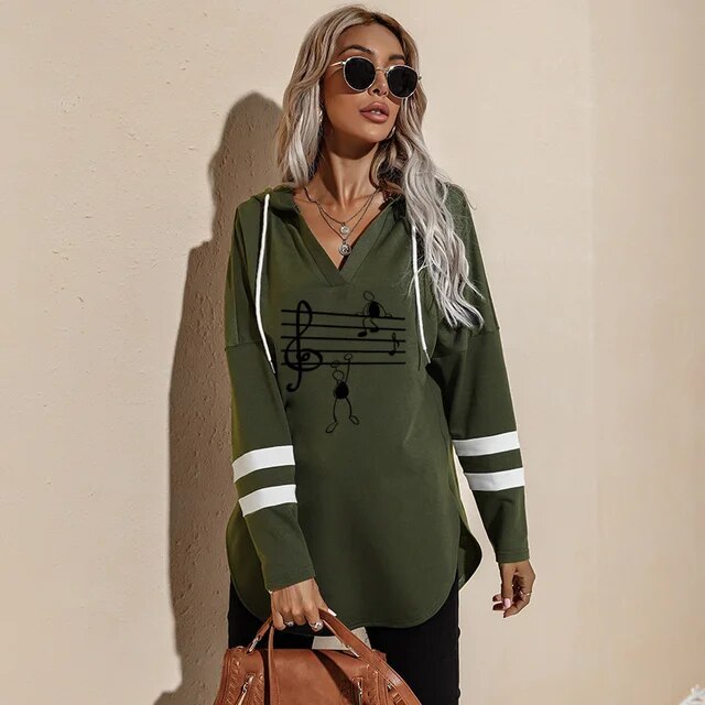 Music Note Long Sleeve Hoodie