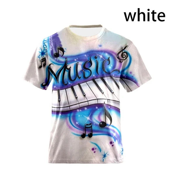 New Music Piano Printed T-shirt