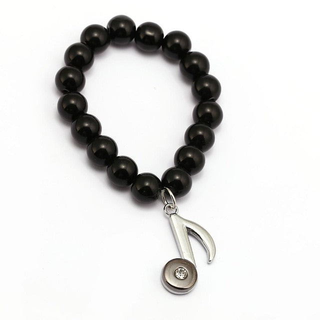 Musical Note Black Onyx Beads Bracelet