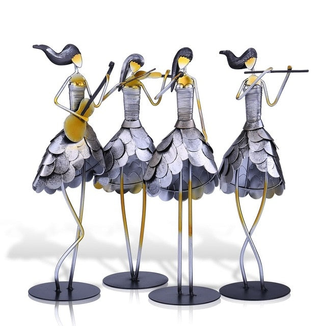 Girl With Music Instrument Sculpture