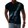 3D Guitar Round Neck T-shirt
