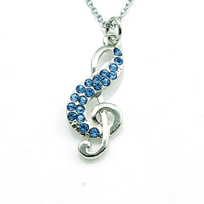 Rhinestone Treble Clef Necklace