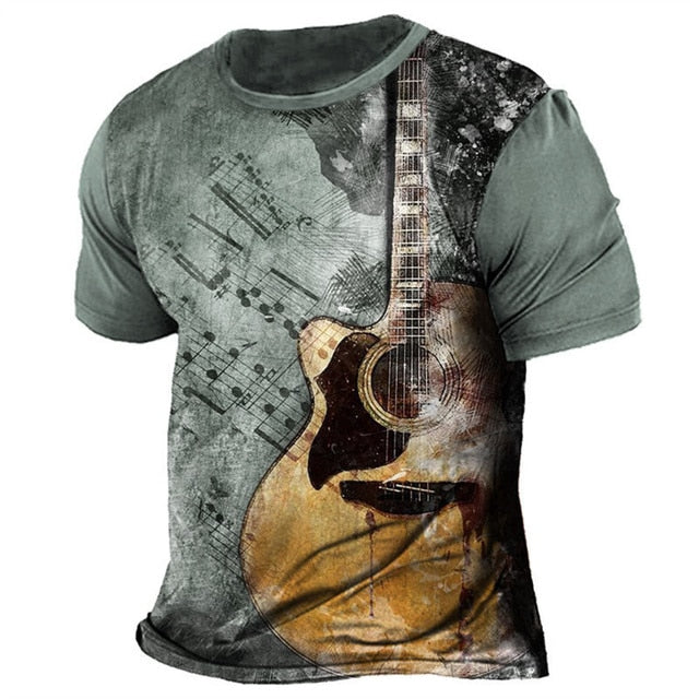 Retro Guitar 3D Printing T-shirt