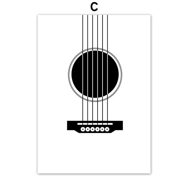 Guitar Radio Vinyl Records Wall Art