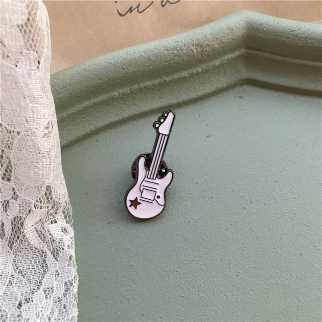 White Music Instruments Brooch