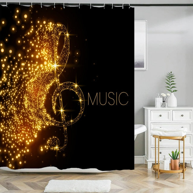 Treble Clef Bathroom Curtain Set