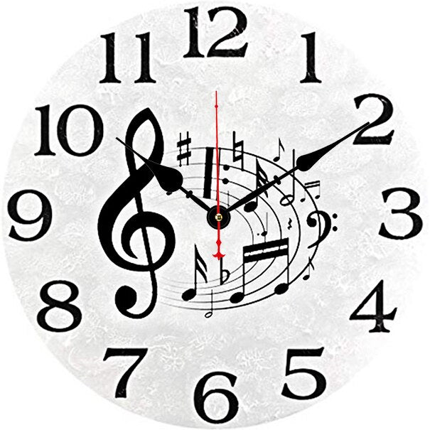 Retro Music Notes Wall Clock