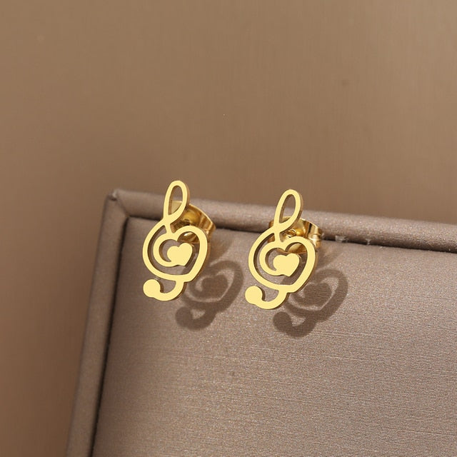 Music Treble Clef Heart Earrings