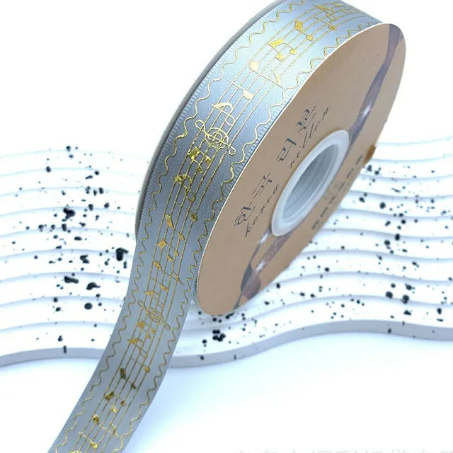 DIY Gold Metallic Music Satin Ribbons
