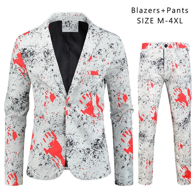 Colorful Music Notes Men's Suit Set (2pcs - Blazer & Pants)