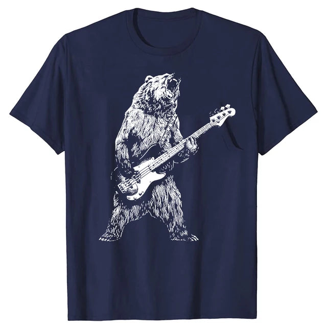 Yelling Bear Playing Bass Guitar T-shirt
