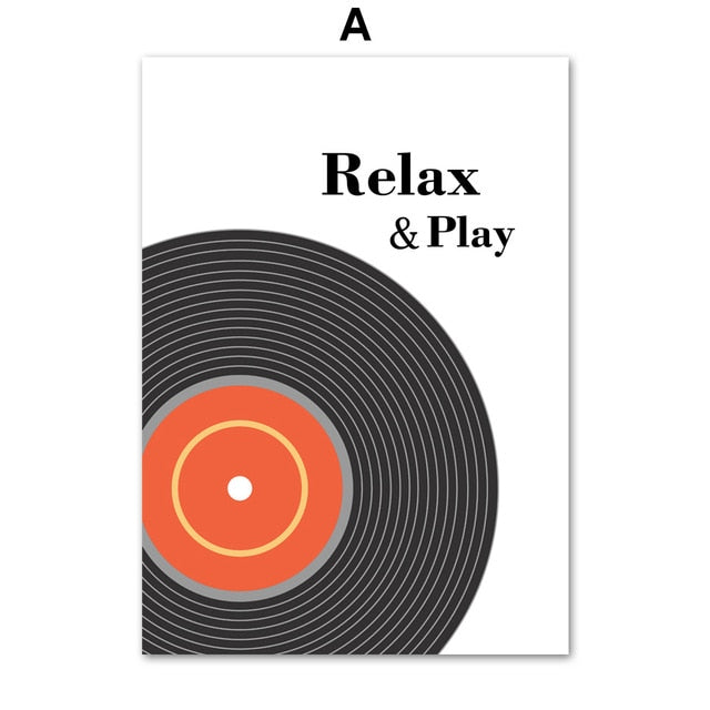 Guitar Radio Vinyl Records Wall Art