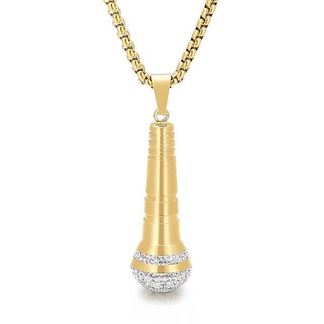 Microphone Rhinestone Necklace