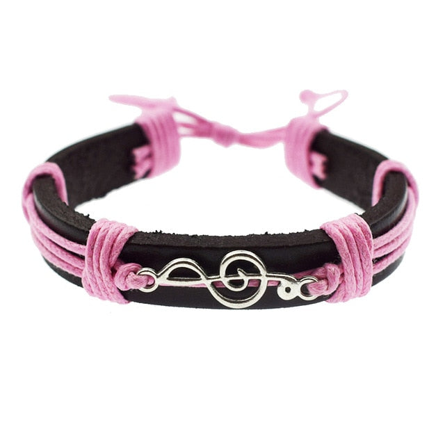 Punk Rock Music Note Leather Bracelet