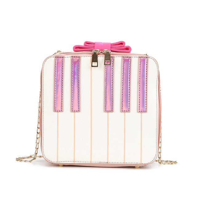 Pink Piano Keys Iridescent Chain Bag