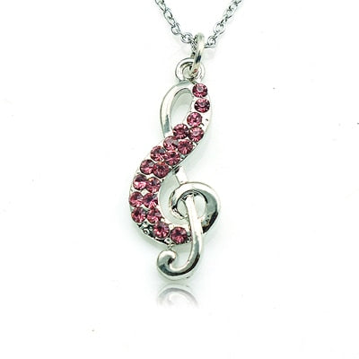 Rhinestone Treble Clef Necklace