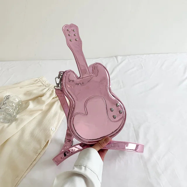Metallic Guitar Shape Bag