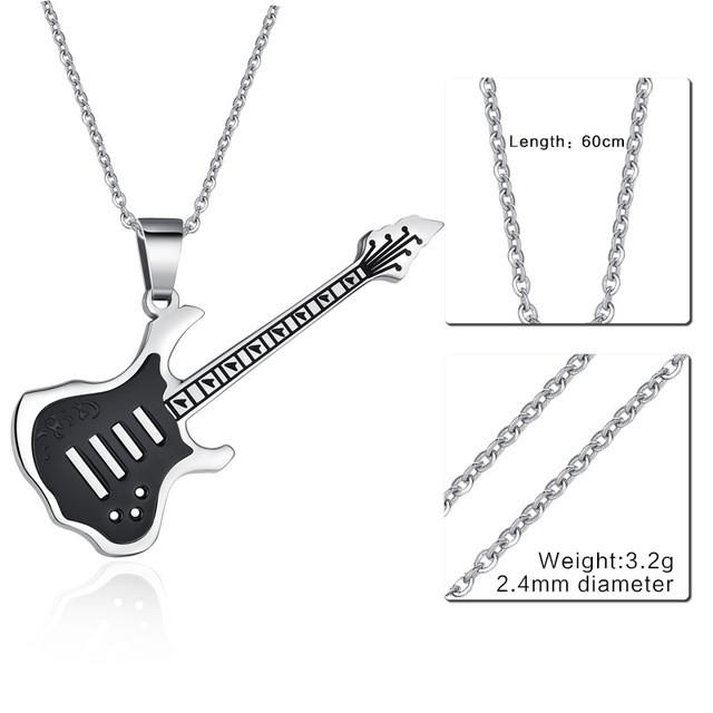 Stainless Steel Guitar Pendant Necklace - Artistic Pod