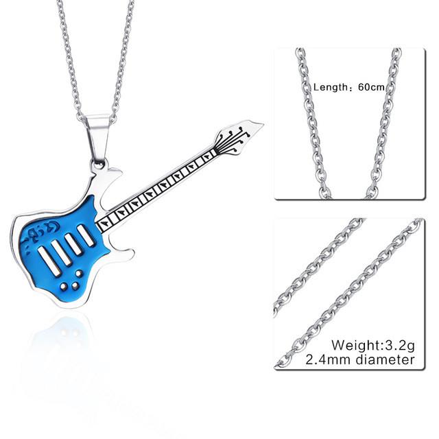 Stainless Steel Guitar Pendant Necklace - Artistic Pod