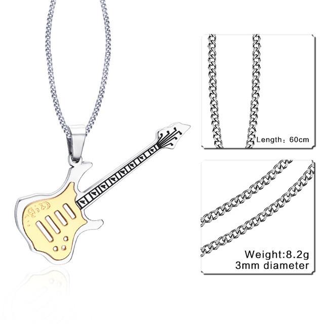 Stainless Steel Guitar Pendant Necklace - Artistic Pod