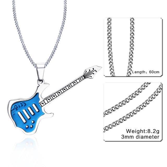 Stainless Steel Guitar Pendant Necklace - Artistic Pod
