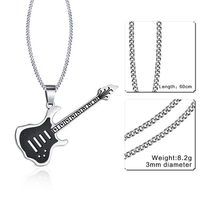 Stainless Steel Guitar Pendant Necklace - Artistic Pod