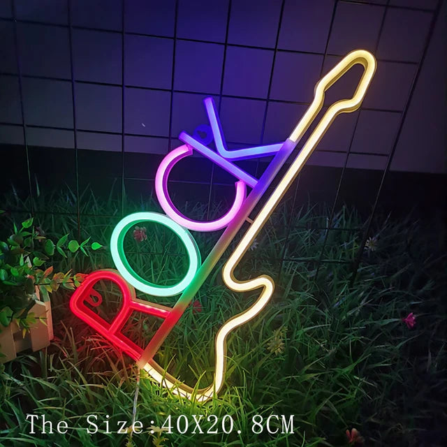 Guitar Rock & Roll Neon Sign Light