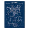 Drum Blueprint Retro Wall Art