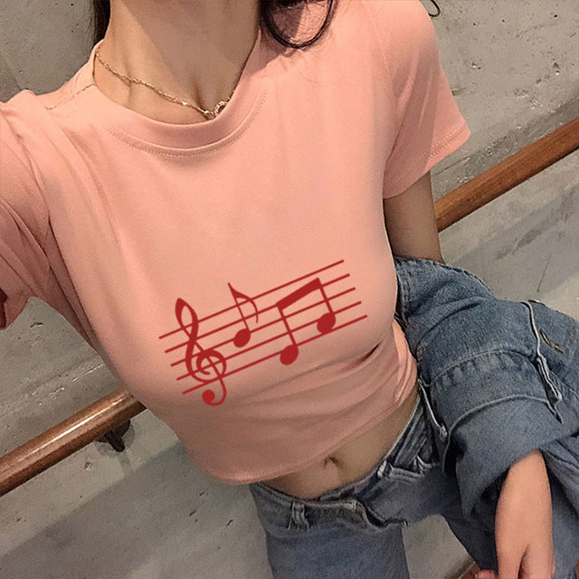 Music Notes Crop Tops