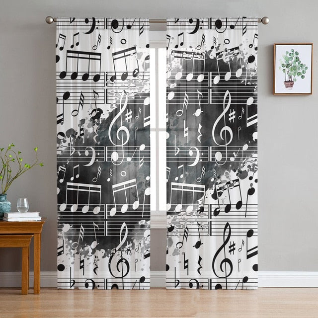 Music Notes Sheer Curtains