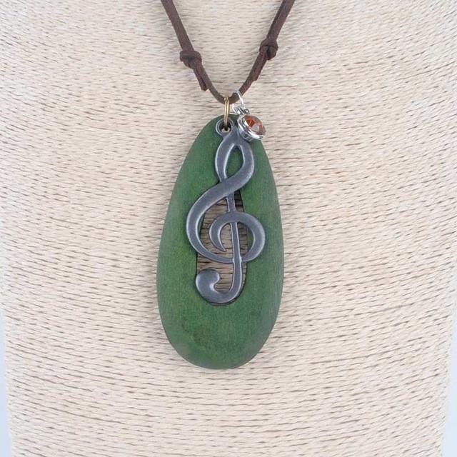Vintage Wooden Musical Note Necklace