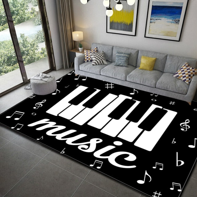 1pc Music Notes Pattern Rug, Modern Polyester Carpet For Home